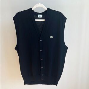 Lacoste Men's Black Sleeveless Cardigan